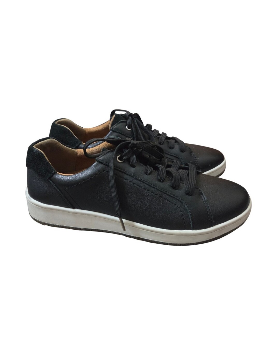 Aetrex Blake Comfort Sneaker Womens 38 EU 7.5 - 8 US Black Leather Preppy Shoes